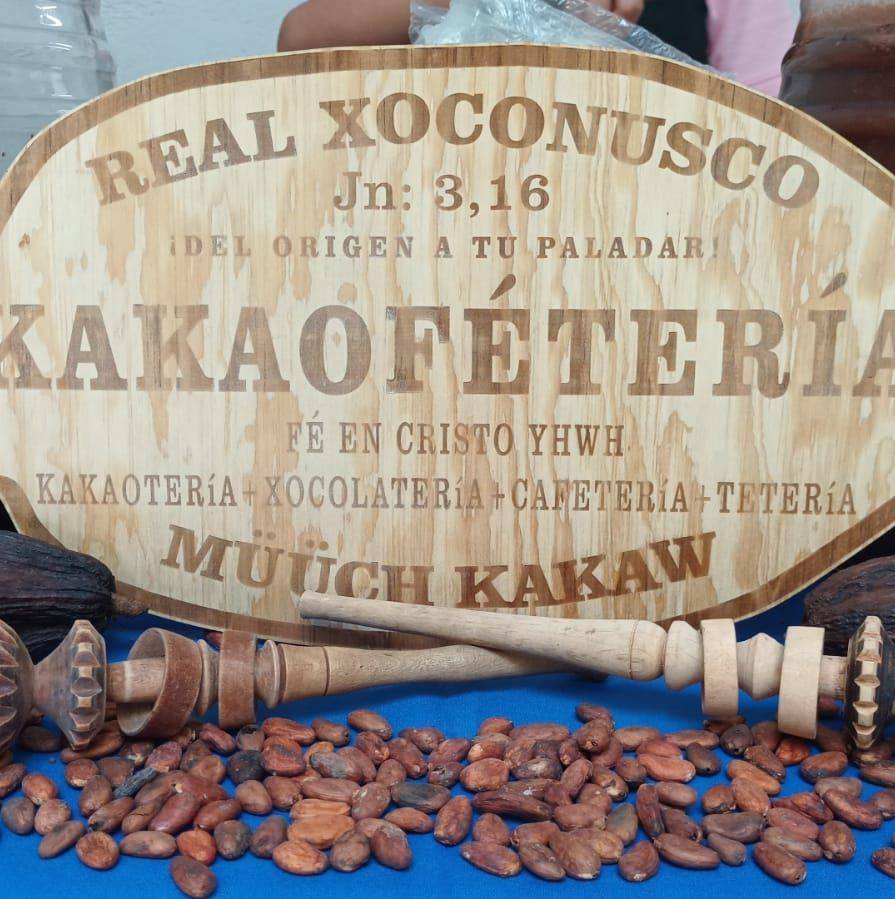 Placa de madera tallada Kakaofetería